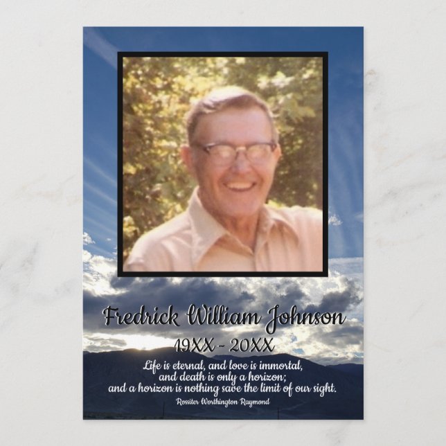 Quote Photo Sunset with Cloud Lines Funeral   Program (Front)