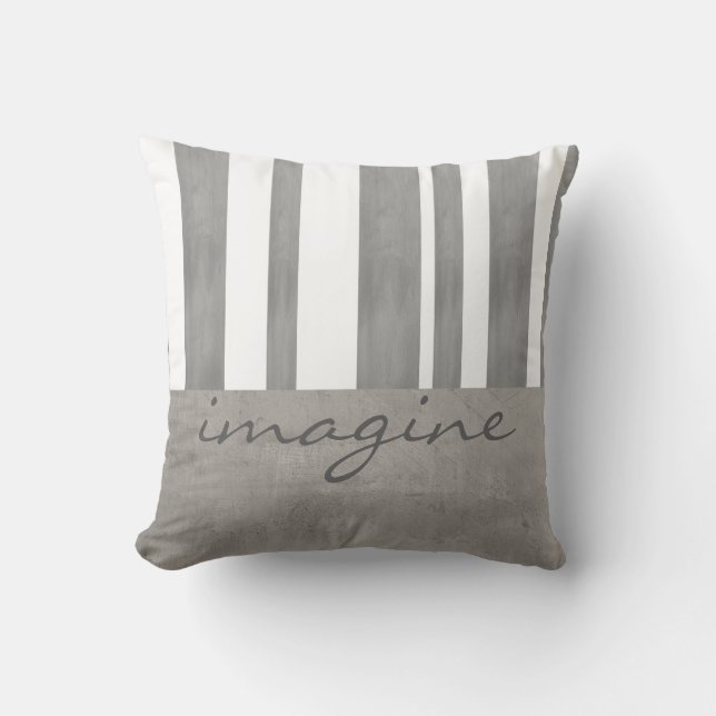quote pillow gray and white stripes (Front)