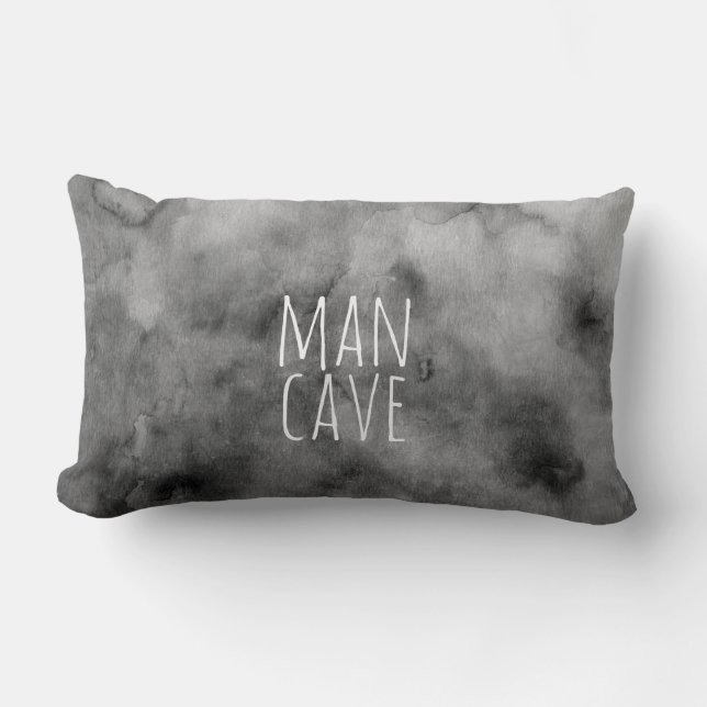 quote pillow man cave gray watercolor design (Front)