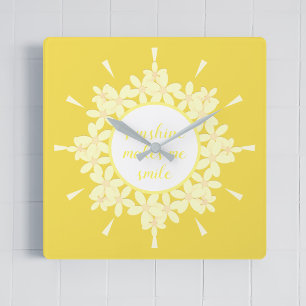 Quote Sunshine Yellow Daisy Flower Wall Clock
