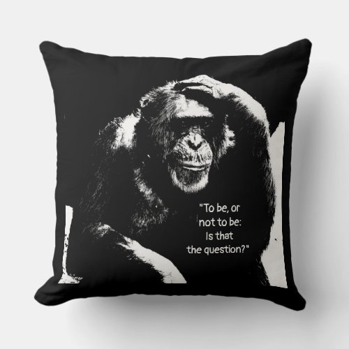 Quote Thinking Monkey Pop Art Elegant Modern Throw Pillow