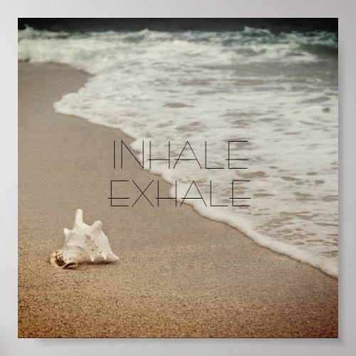 quote typography  beach poster inhale exhale