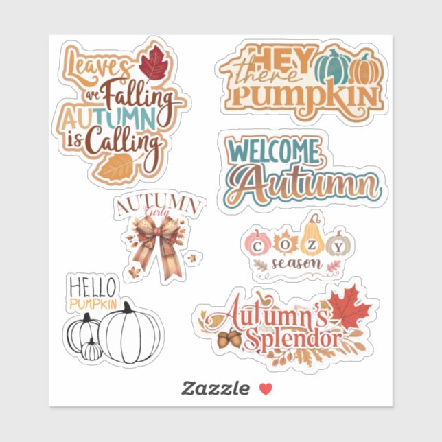 Quote Welcome Autumn Season set of 7 Sticker (Sheet)