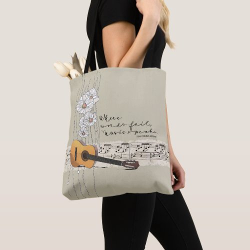 Quote Where Words Fail Music Speaks Shoulder Tote 