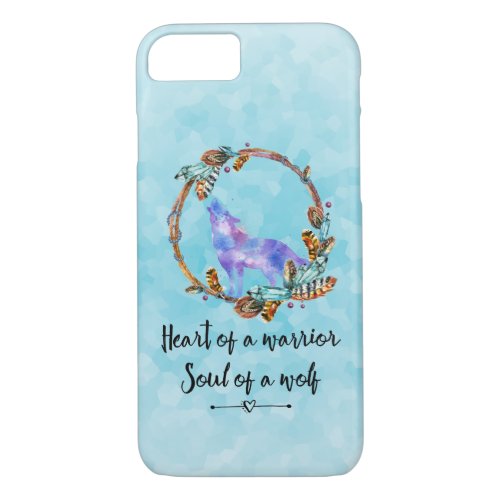 Quote with Howling Wolf in a Boho Wreath iPhone 87 Case