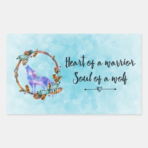 Quote with Howling Wolf in a Boho Wreath Rectangular Sticker