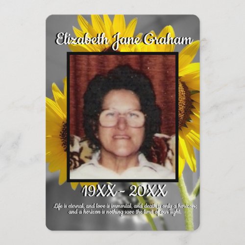 Quote Yellow Sunflowers Background Funeral    Program