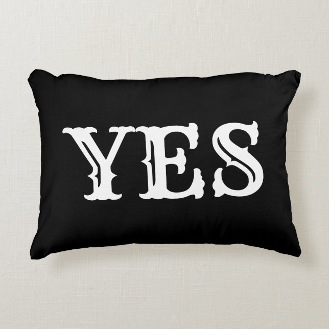Quote - YES NO in Black and White Accent Pillow (Front)