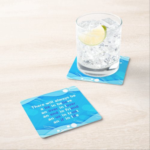 quotes about love life and friendship  square paper coaster
