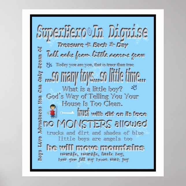 Quotes and Sayings Boys Room Subway Art Poster (Front)
