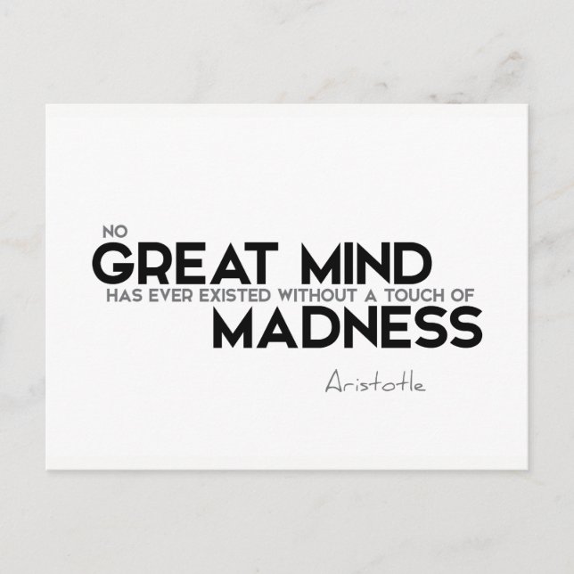 QUOTES: Aristotle: Touch of madness Postcard (Front)