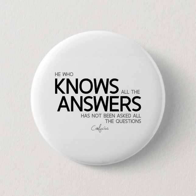QUOTES: Confucius: Knows all the answers Button (Front)