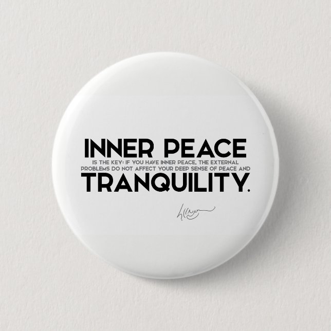 QUOTES: Dalai Lama - Inner peace is the key Button (Front)