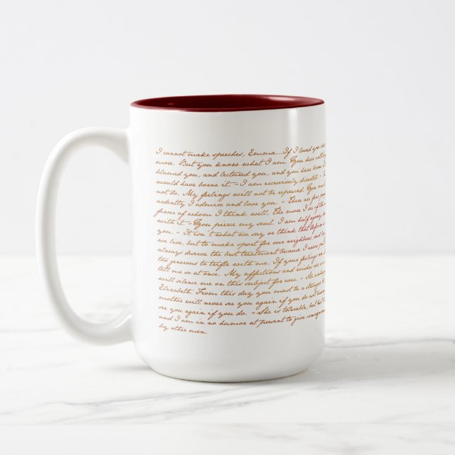 Quotes from Jane Austen P&P Two-Tone Coffee Mug (Left)