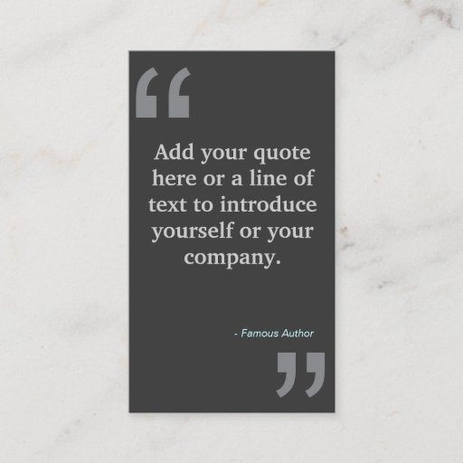 Customizable QUOTES in GRAY Designer Business Card