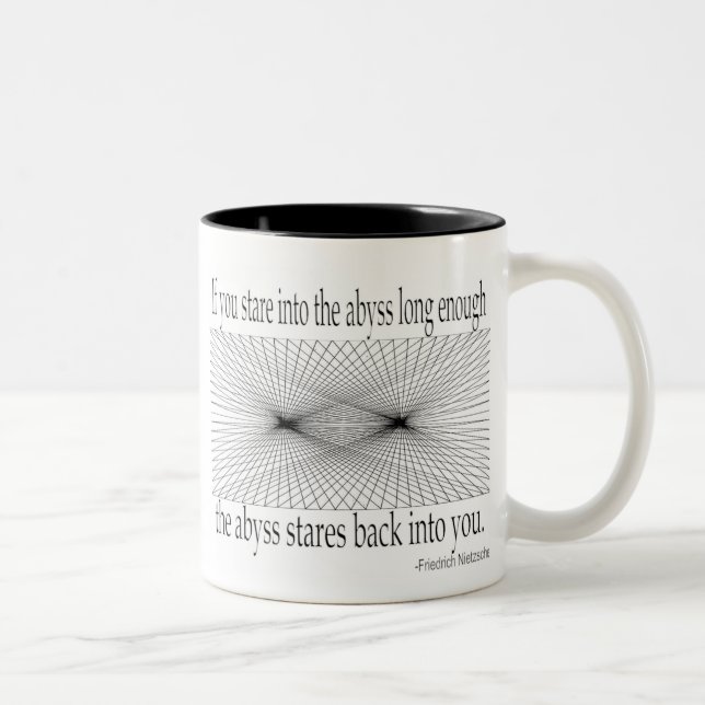Quotes - Nietzsche, abyss - Two-Tone Coffee Mug (Right)