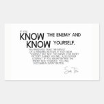 QUOTES: Sun Tzu: Know the enemy and yourself Rectangular Sticker
