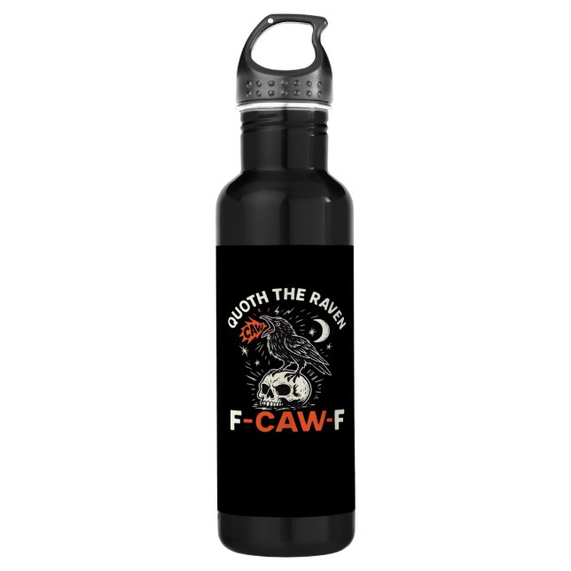 Quoth Raven F-Caw-F Stainless Steel Water Bottle (Front)