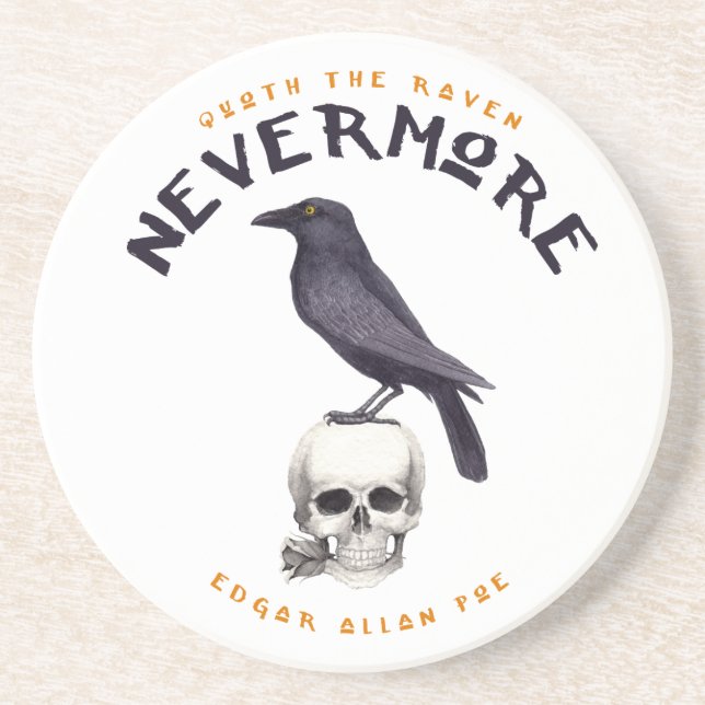 Quoth the Raven Nevermore - Edgar Allan Poe Sandstone Coaster (Front)