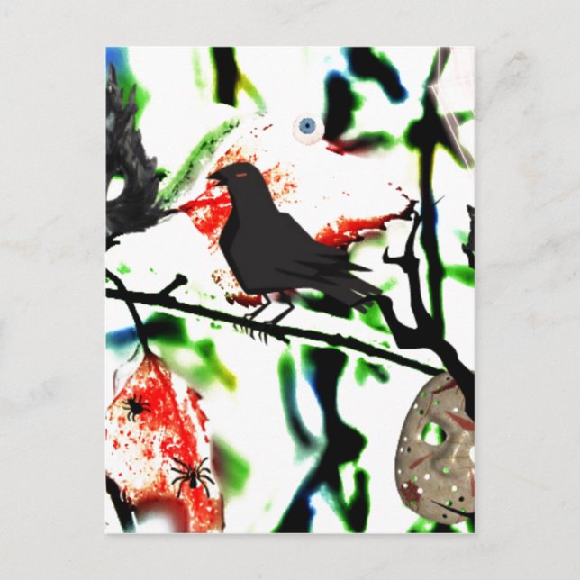 Quoth the Raven Nevermore, Halloween Collage Postcard (Front)