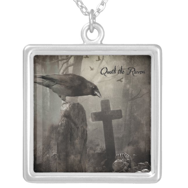 Quoth the Raven Silver Plated Necklace (Front)