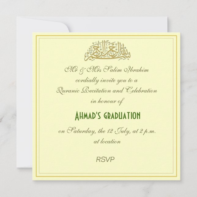 Quranic recitation muslim celebration invite (Front)