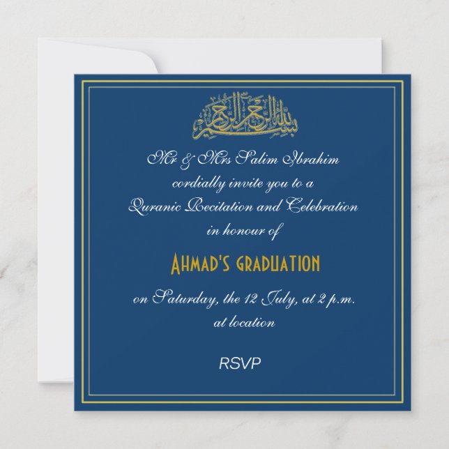 Quranic recitation muslim celebration invite (Front)