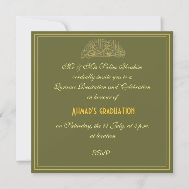 Quranic recitation muslim celebration invite (Front)
