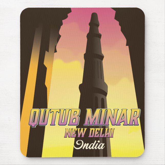 Qutub Minar  New Delhi India travel poster Mouse Pad (Front)