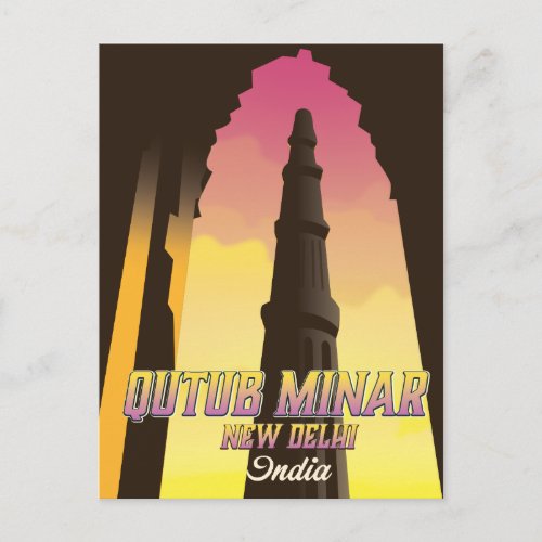 Qutub Minar  New Delhi India travel poster Postcard