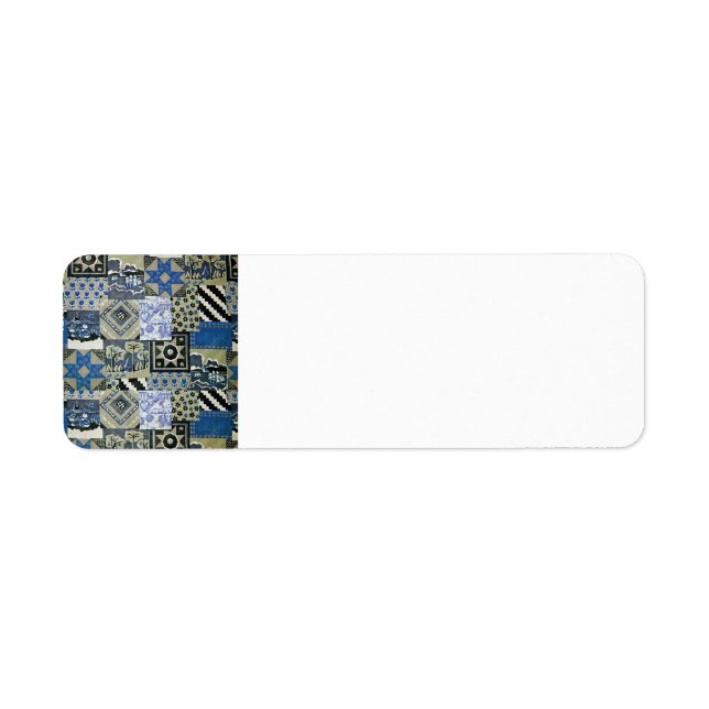 QWL_BluePatchworkQuilt SCRAPBOOKING TEXTILES BLUE Label (Front)