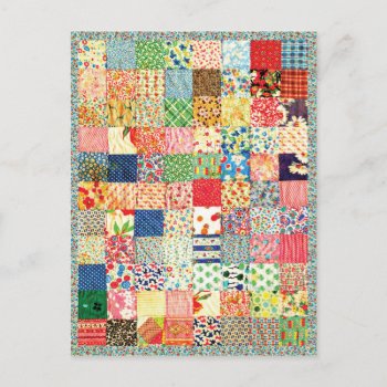Qwl Patchwork Quilt Colorful Pattern Background Ho Postcard by CreativeColours at Zazzle