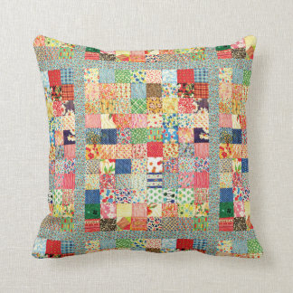 QWL Patchwork Quilt COLORFUL PATTERN BACKGROUND HO Throw Pillow