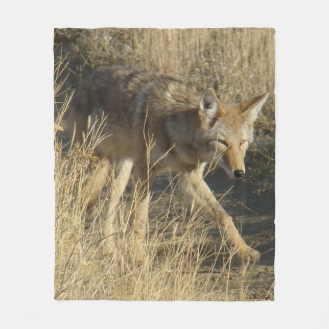 R14 Coyote Walking Fleece Blanket (Front)