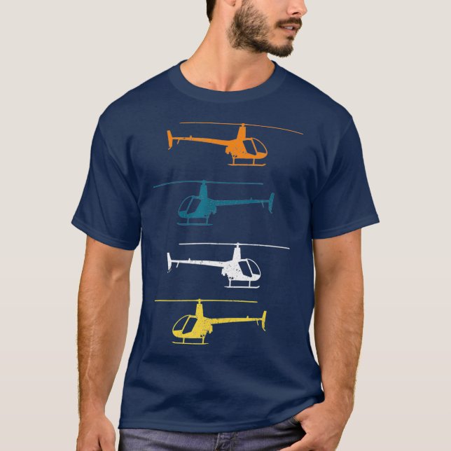 R22 Helicopter pilot flying Helicopters Art T-Shirt (Front)