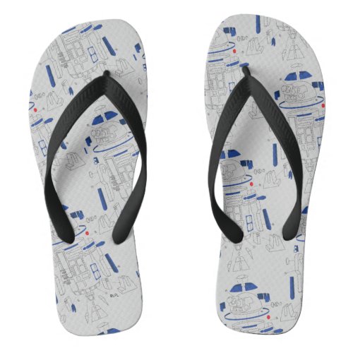 R2_D2 Exploded View Drawing Flip Flops