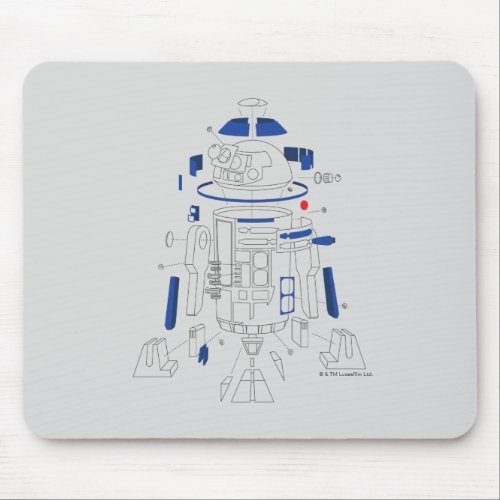 R2_D2 Exploded View Drawing Mouse Pad