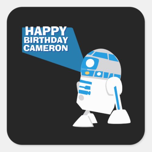 R2_D2 Happy Birthday Projection Square Sticker