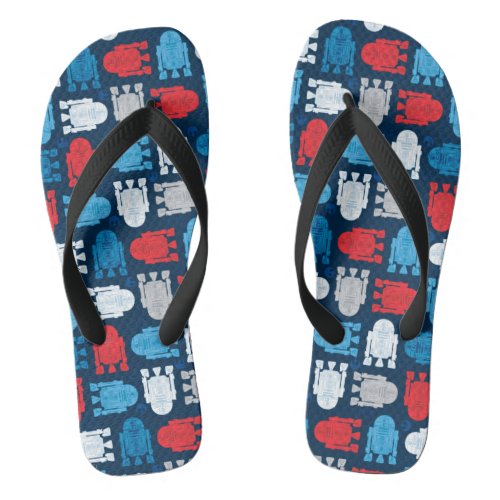 R2_D2 Red White and Blue Pattern Flip Flops