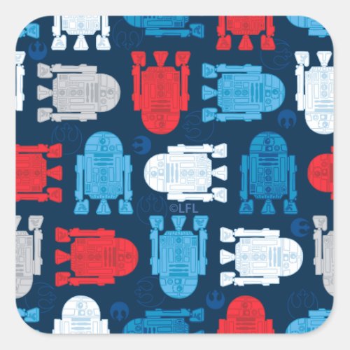 R2_D2 Red White and Blue Pattern Square Sticker