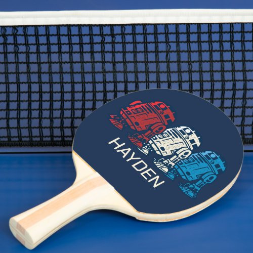 R2_D2 Red White and Blue Ping Pong Paddle