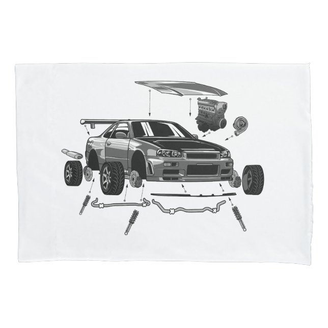 R34 SKYLINE ASSEMBLY PILLOW CASE (Front)