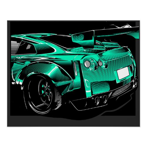 R35 GTR Green Tunning Bodykit Poster