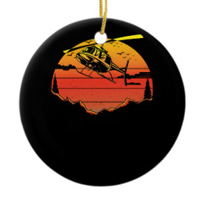 R44 Helicopter Pilot Aviation Sunset Mountain Airc Ceramic Ornament