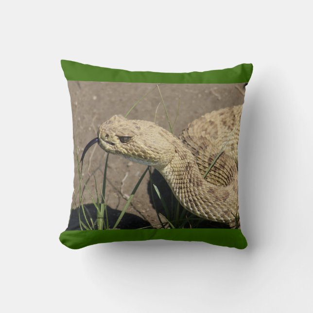 R8 Prairie Rattlesnake Head Shot Throw Pillow (Front)