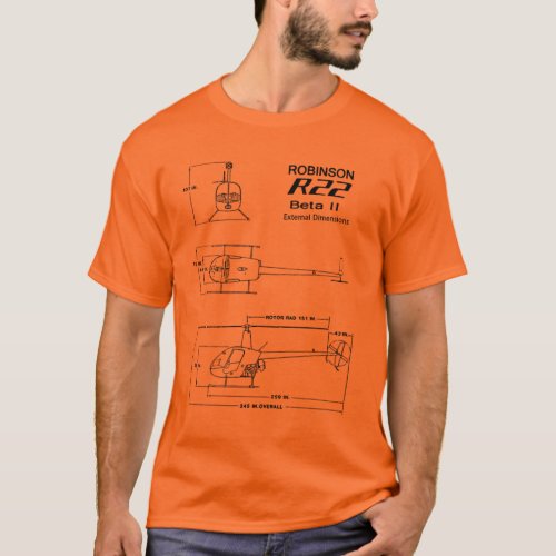 R_22 Robinson Helicopter Blueprint T_Shirt
