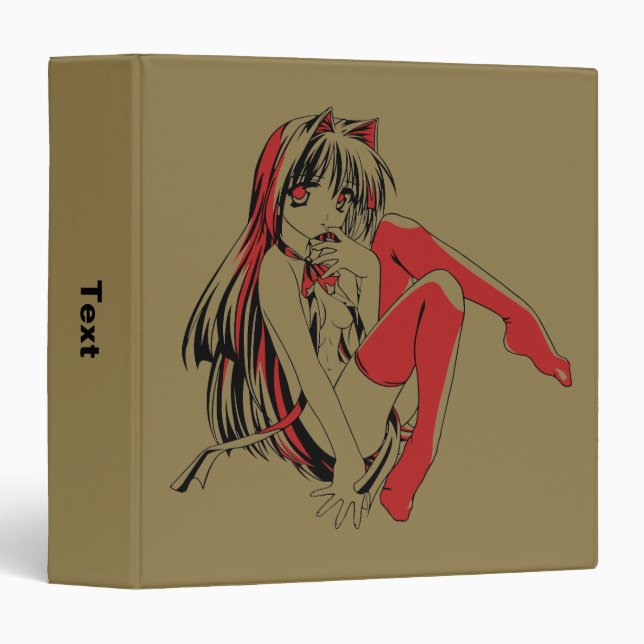 R & B Manga, Neko Catgirl Furry Loli Anime 3 Ring Binder (Front/Spine)