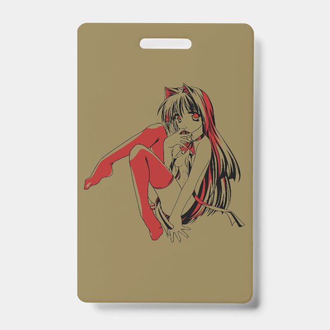 R & B Manga, Neko Catgirl Furry Loli Anime Badge (Front)