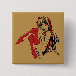 R & B Manga, Neko Catgirl Furry Loli Anime Button