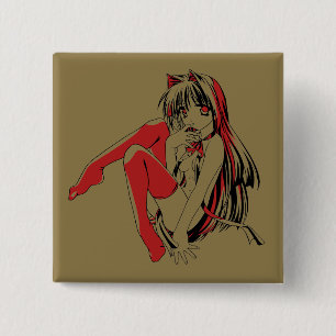 R & B Manga, Neko Catgirl Furry Loli Anime Button